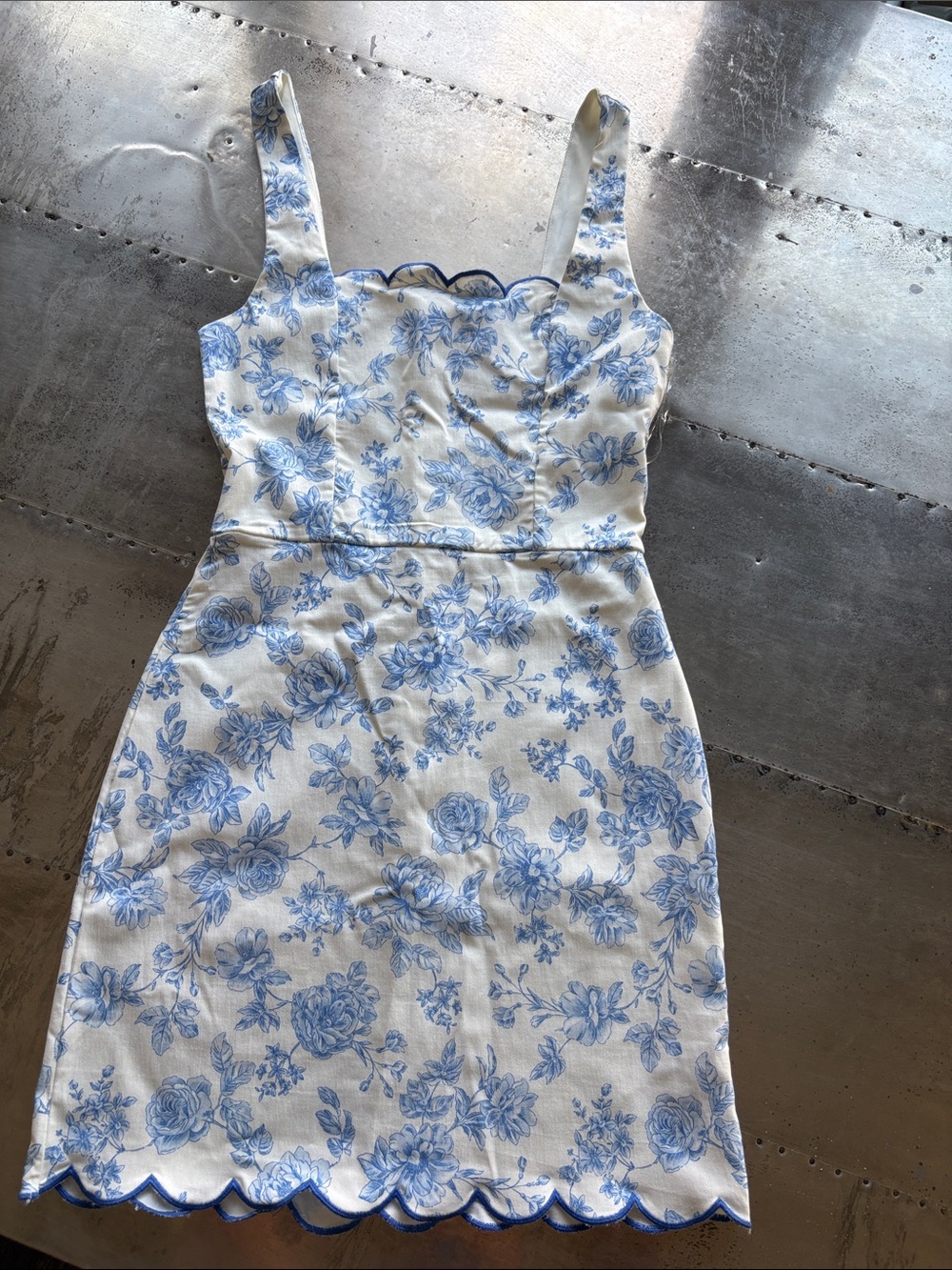 Trixxi White Mini Dress with Blue Floral Print
